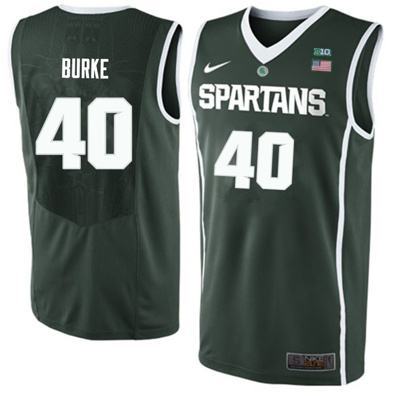 Men #40 Braden Burke Michigan State Spartans College Basketball Jerseys Sale-Green